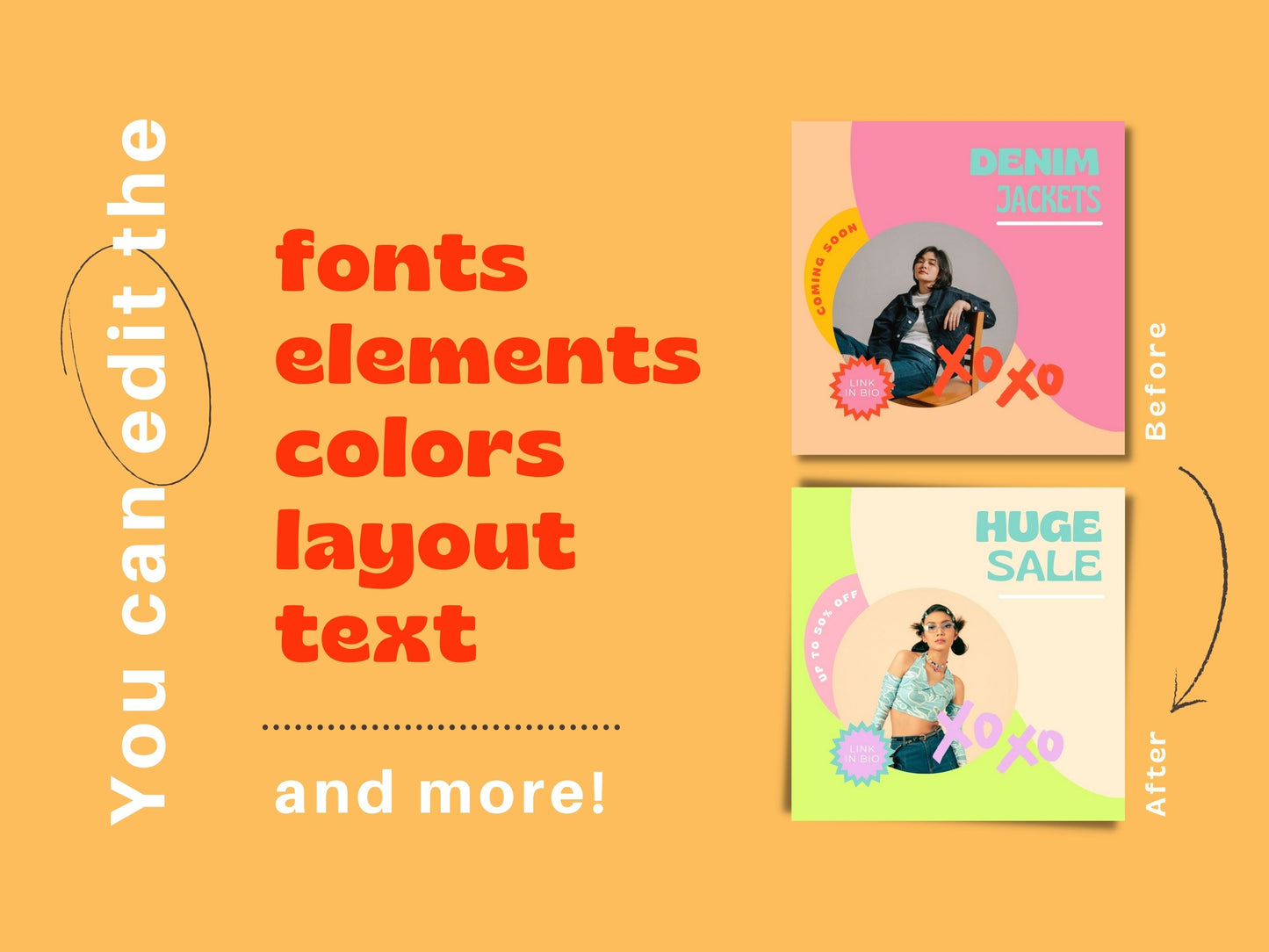 200 Bold Retro Instagram Bundle Templates