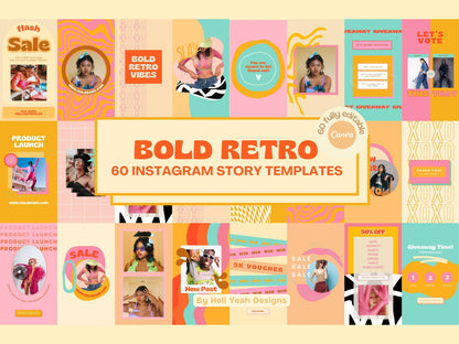 200 Bold Retro Instagram Bundle Templates