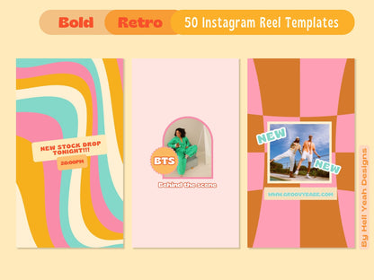 200 Bold Retro Instagram Bundle Templates