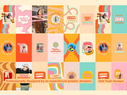 200 Bold Retro Instagram Bundle Templates