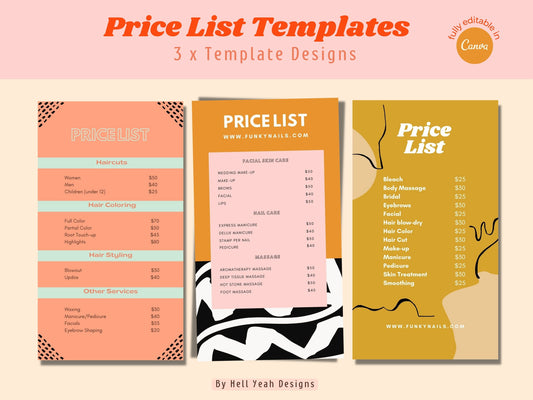 Bold Price List Template