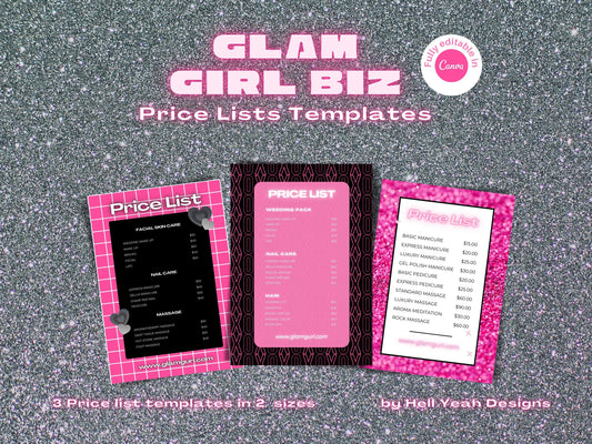 Glam Girl Biz Price Lists Templates