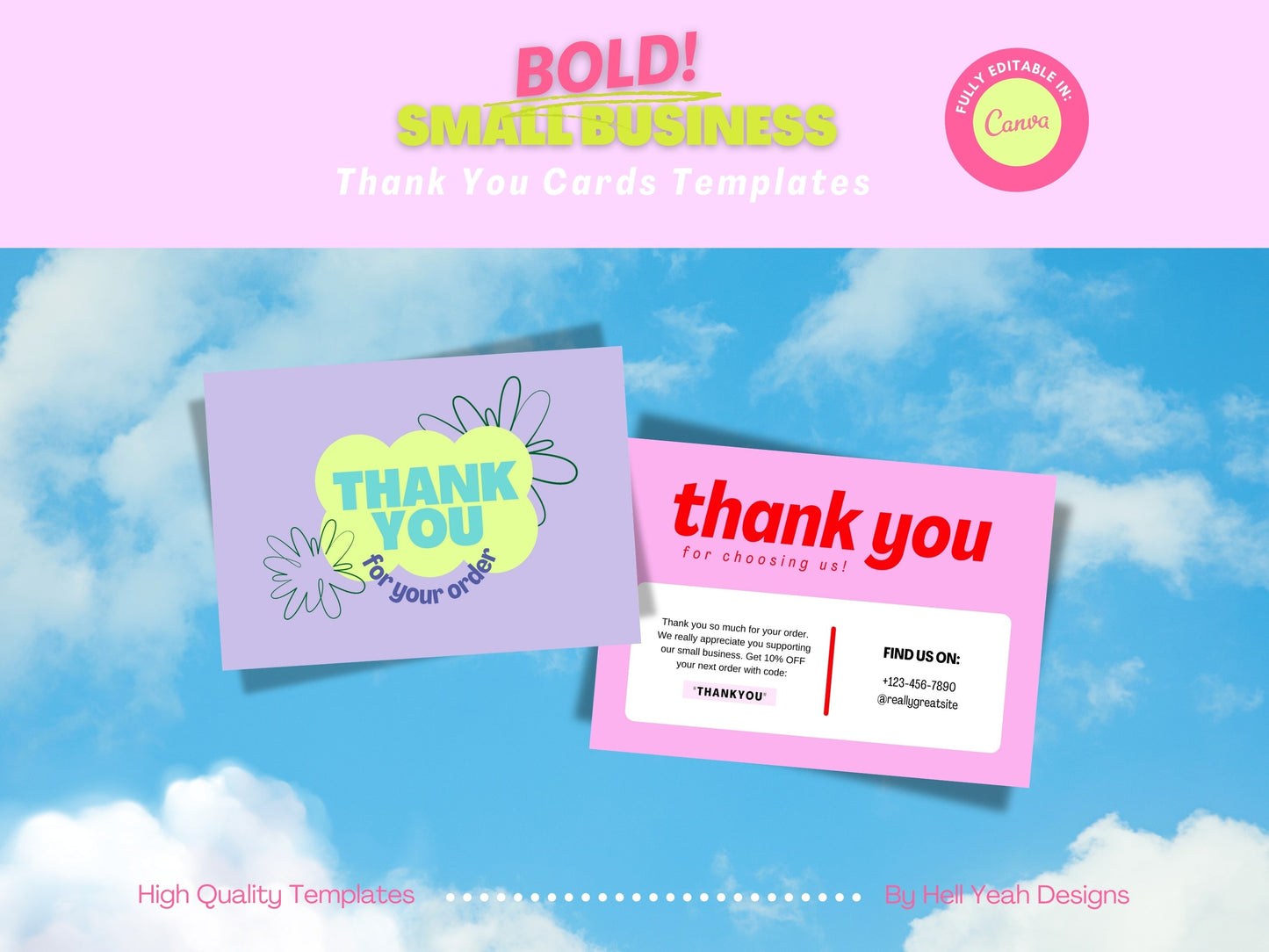 Bold Thank You Cards Template