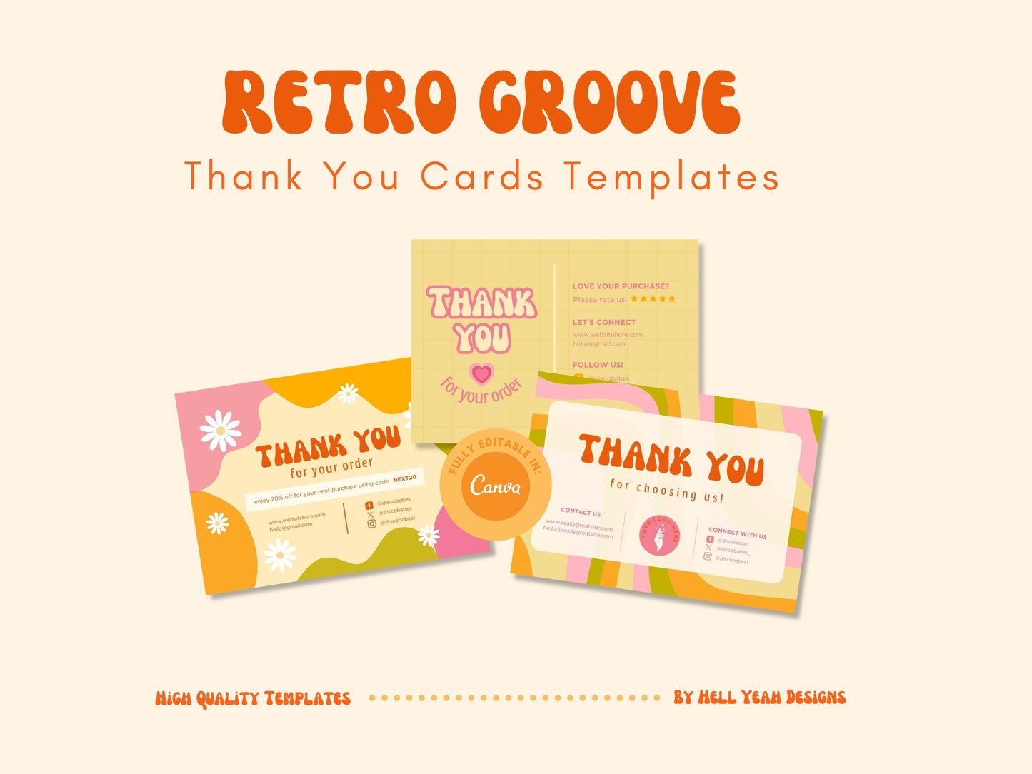 Retro Groove Thank You Card Templates