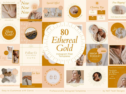 80 Ethereal Gold Instagram Post Templates