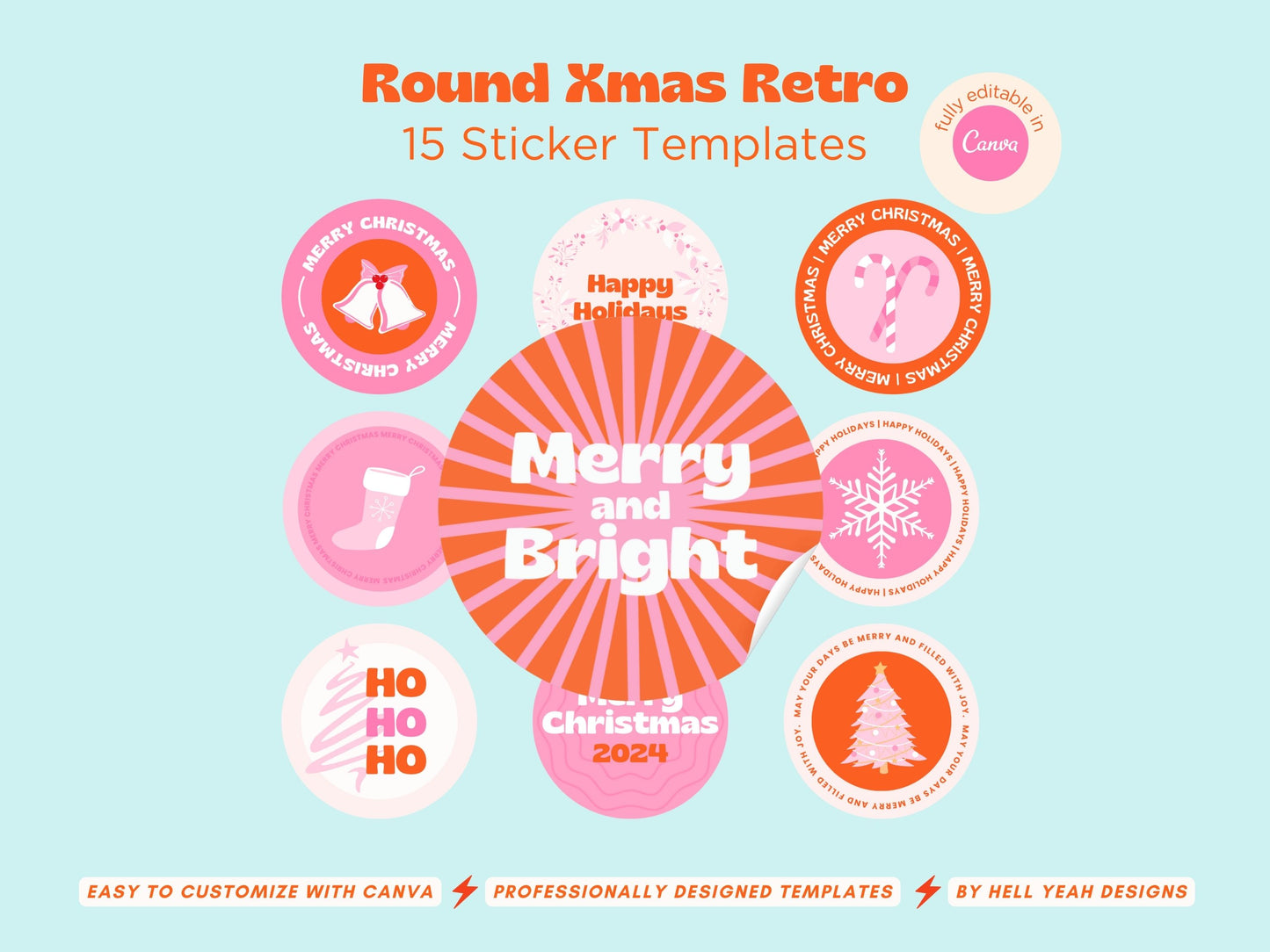 Christmas Retro Sticker Templates