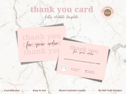 Soft Pink Thank You Card Template