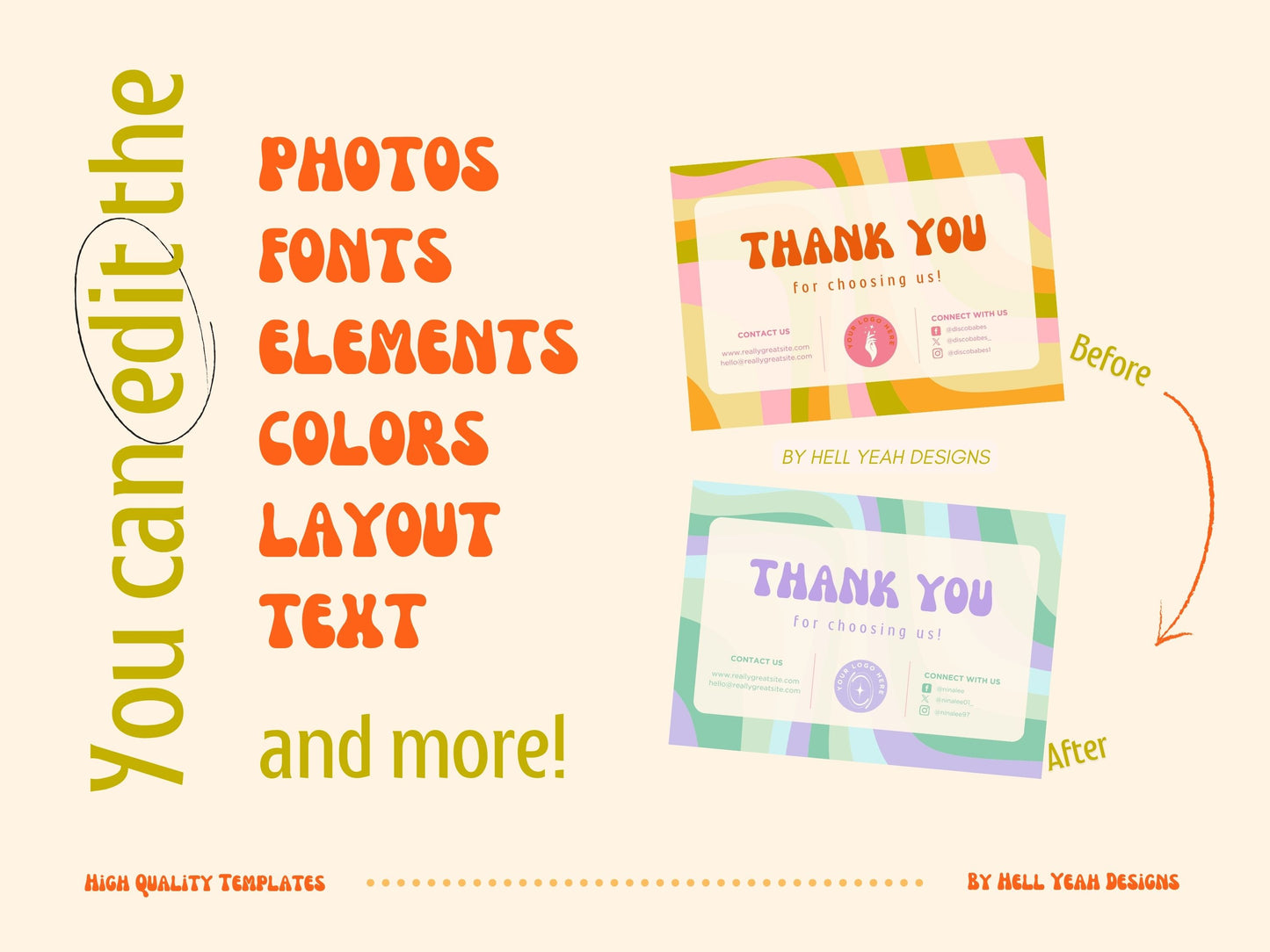 Retro Groove Thank You Card Templates