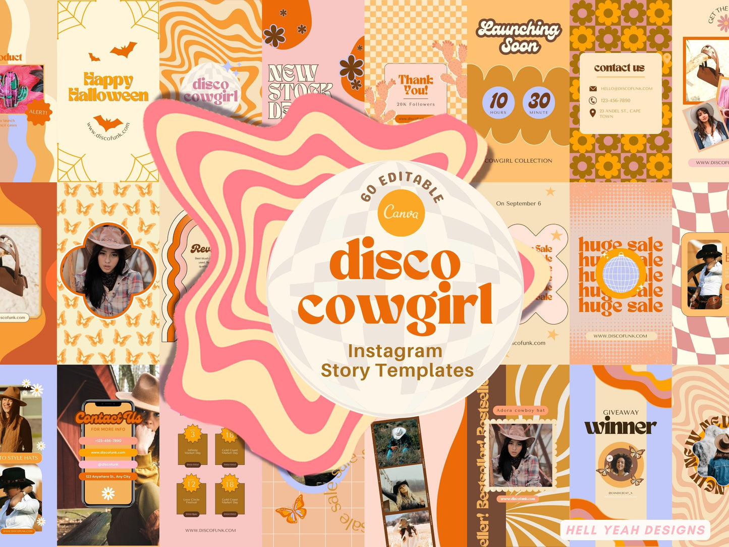 Disco Cowgirl Instagram Story Templates