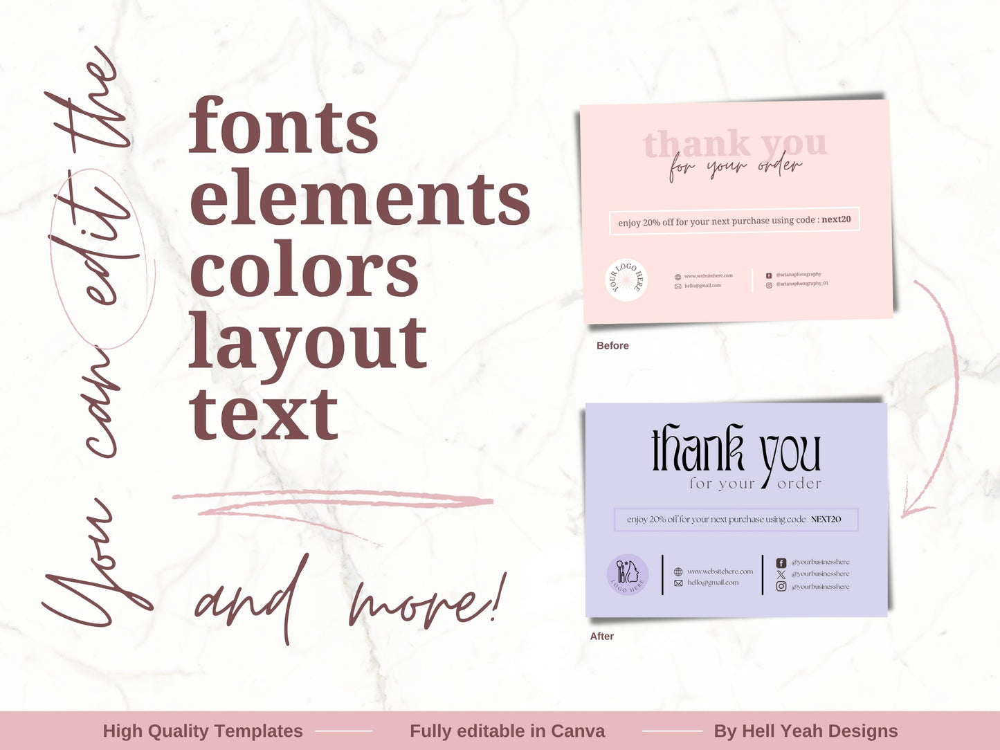 Soft Pink Thank You Card Template