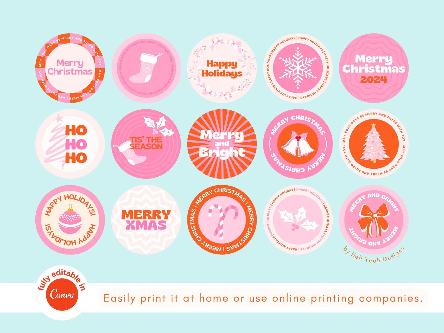 Christmas Retro Sticker Templates