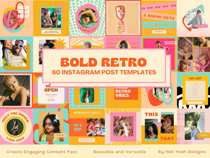 200 Bold Retro Instagram Bundle Templates