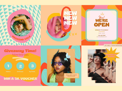 200 Bold Retro Instagram Bundle Templates