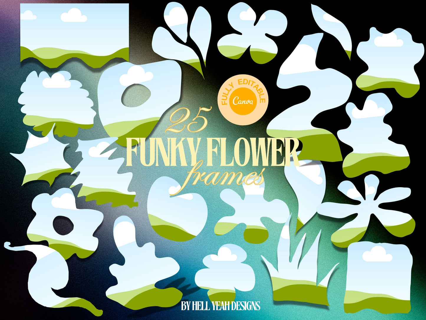 Funky Flowers Canva Frames Bundle