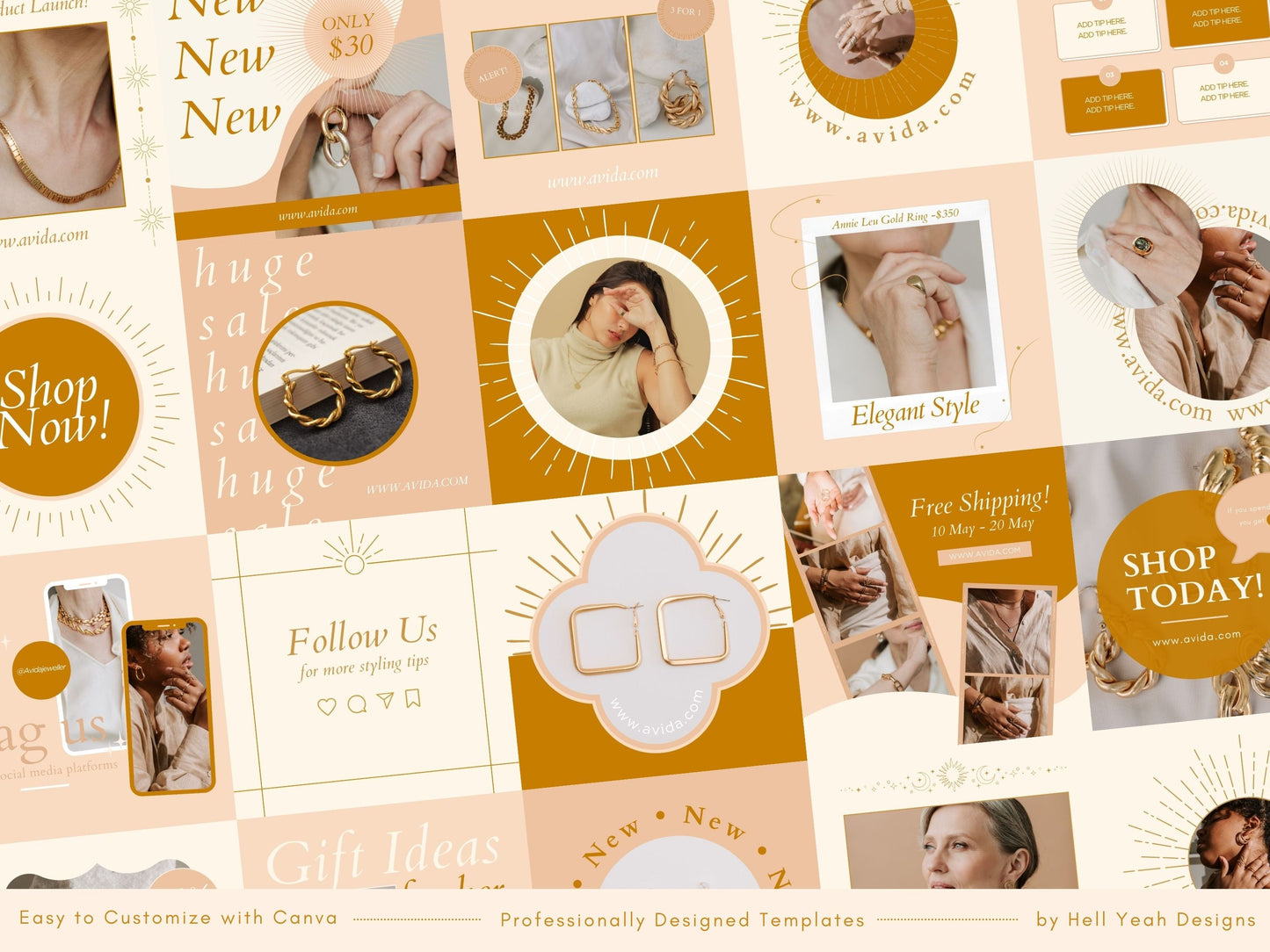 80 Ethereal Gold Instagram Post Templates