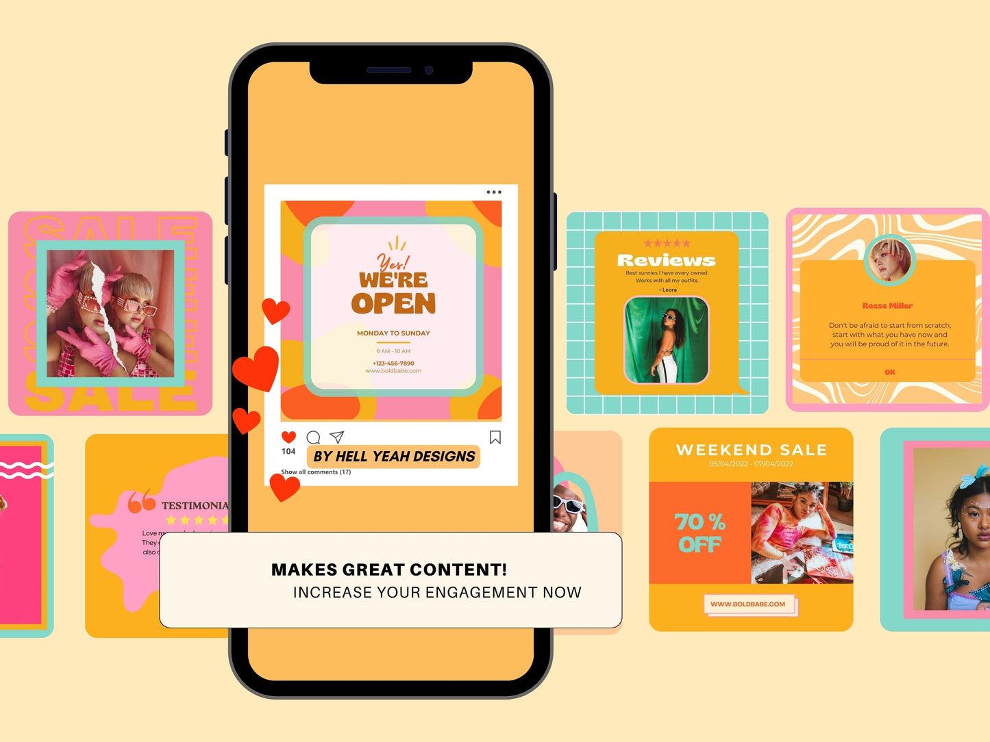 200 Bold Retro Instagram Bundle Templates