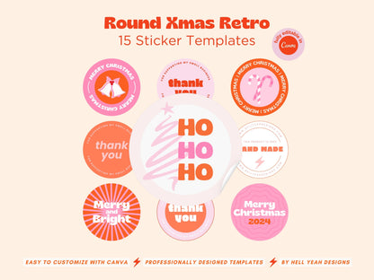 Christmas Retro Sticker Templates