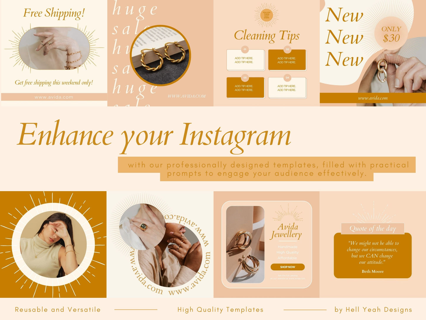 80 Ethereal Gold Instagram Post Templates