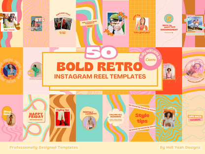 200 Bold Retro Instagram Bundle Templates