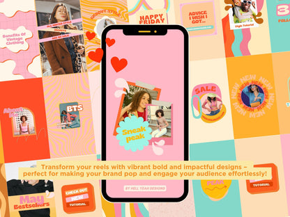 200 Bold Retro Instagram Bundle Templates