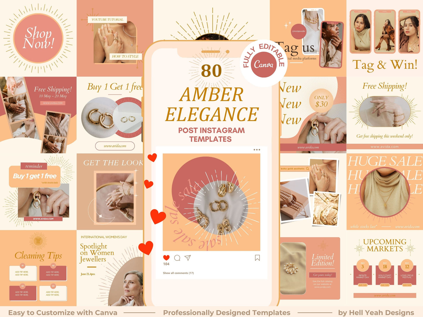 80 Amber Elegance Instagram Post Templates