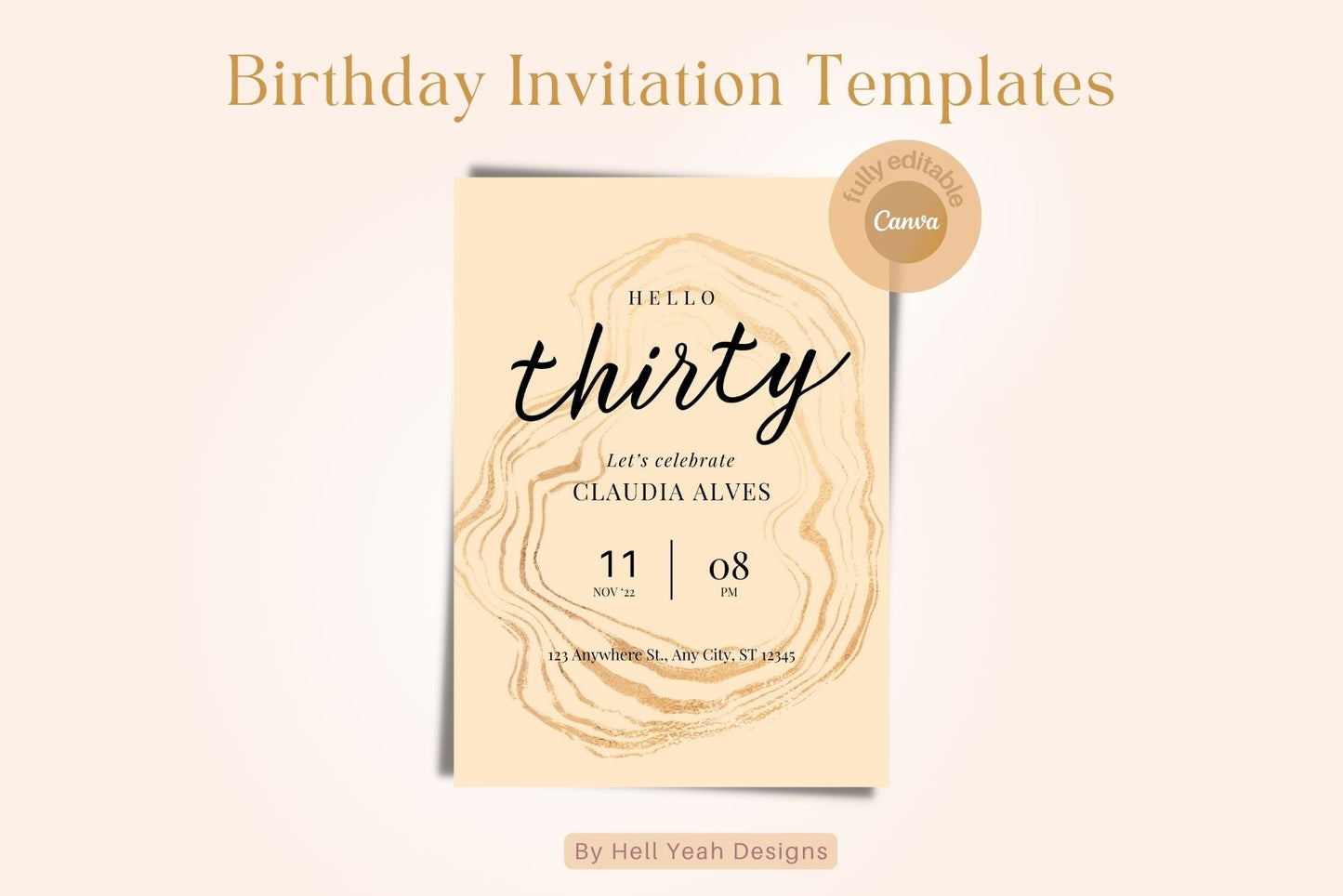 Freebie Friday - Gold Birthday Invitation