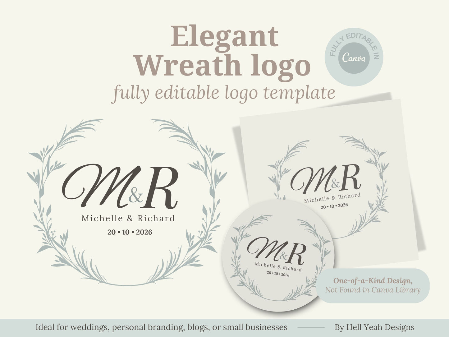 Elegant Monogram Wreath Logo Template