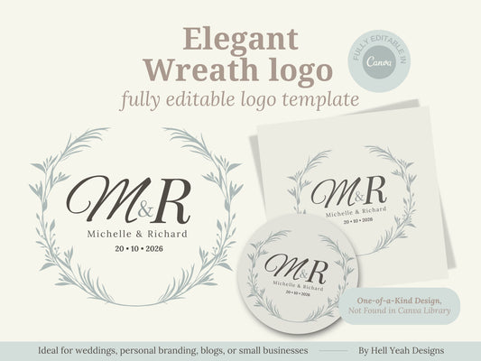 Elegant Monogram Wreath Logo Template