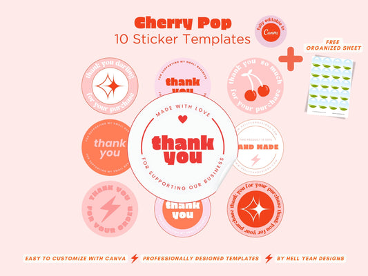 Cherry Pop Round Sticker Templates